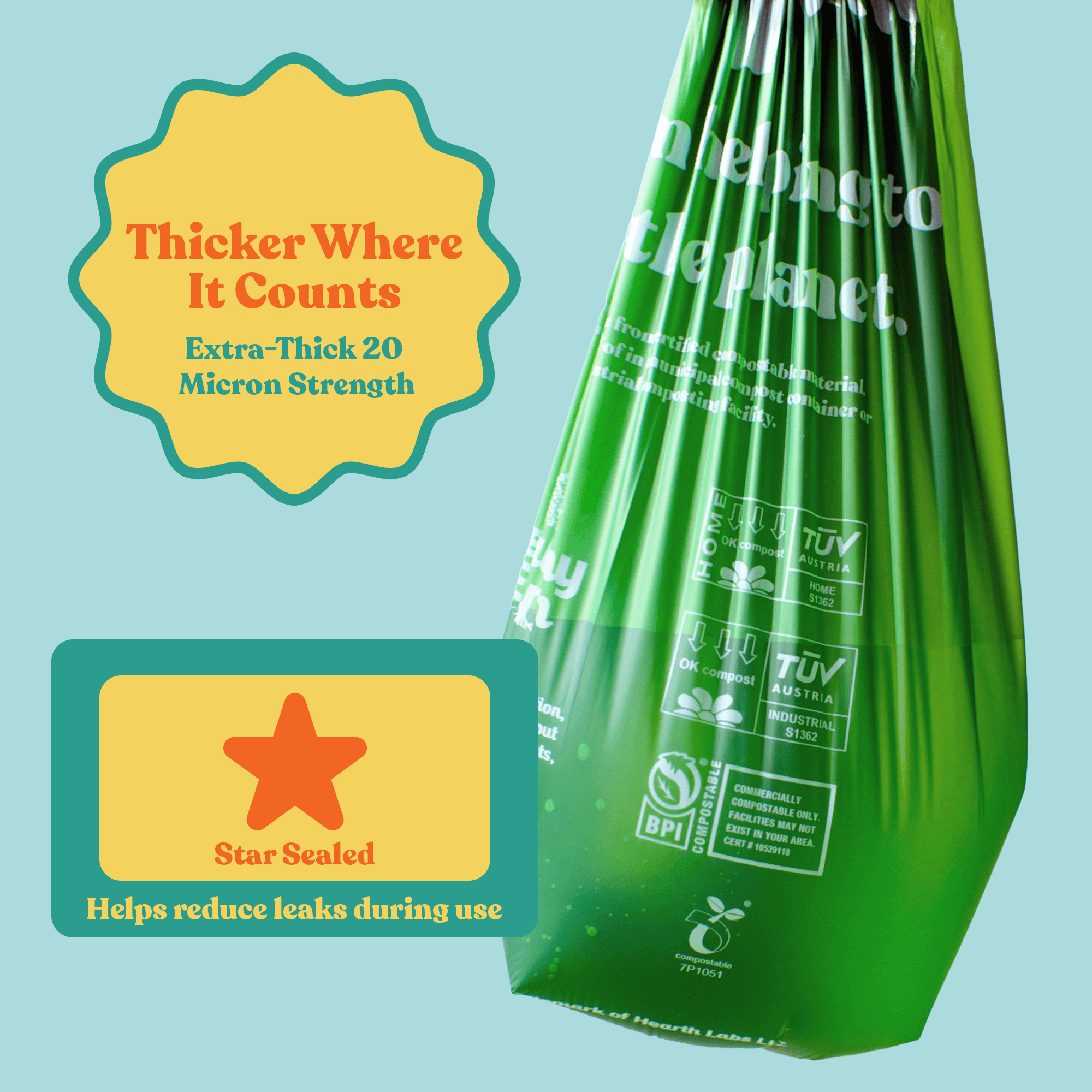 Feature highlight for small compostable bags